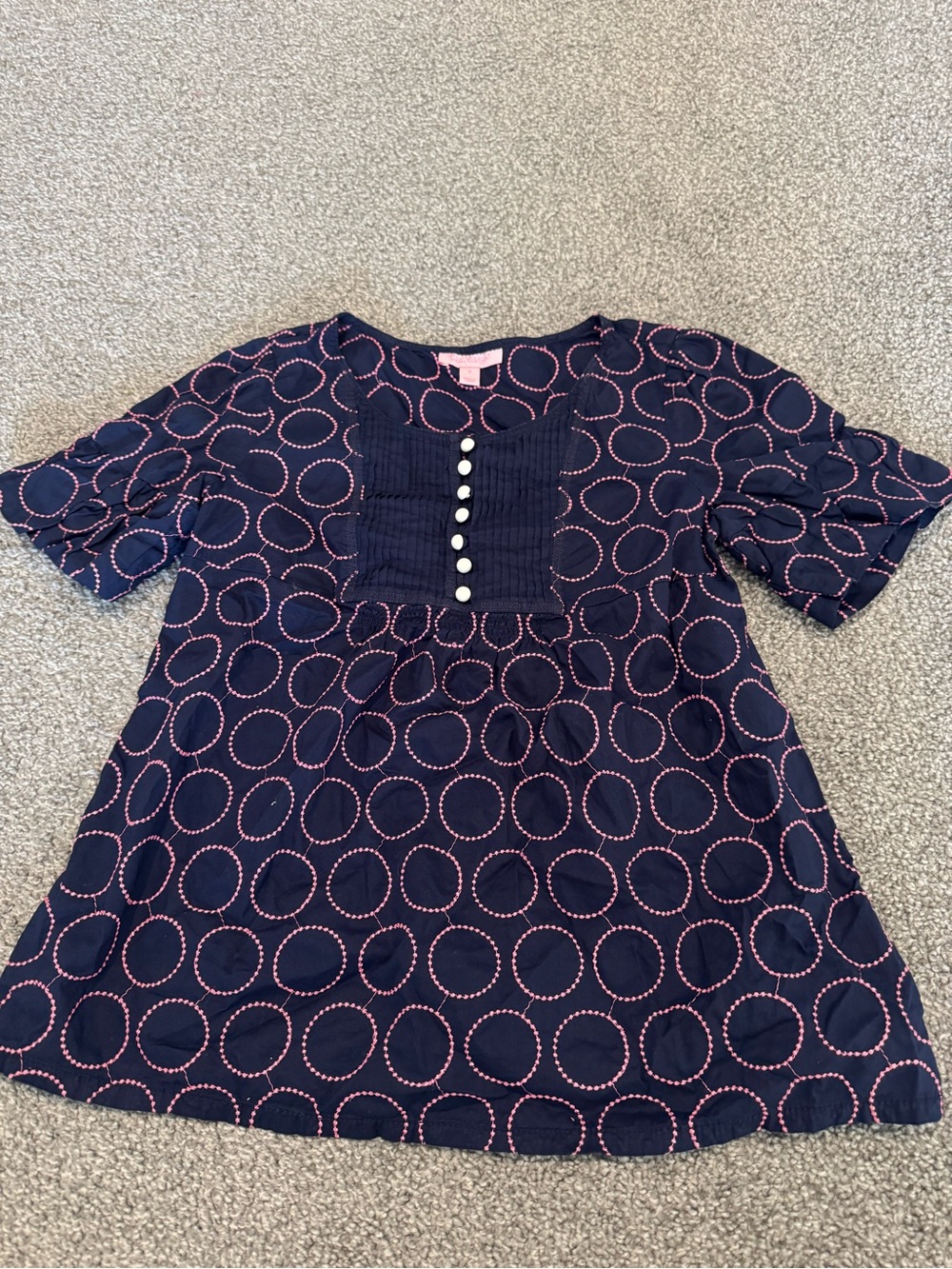 Lilly Pulitzer Women Navy Dot-Print Button Front Tunic Top